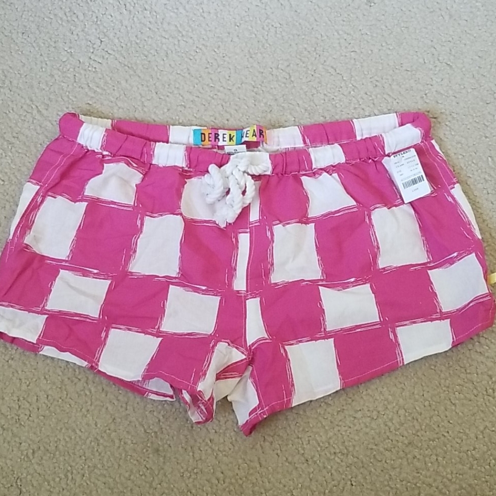 Pink checkered swim shorts